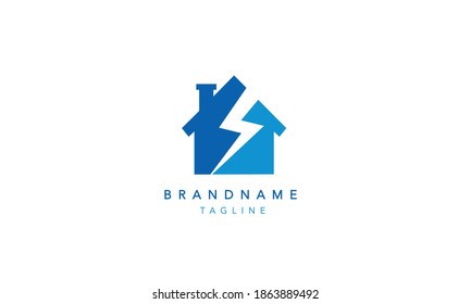 Energy house lightening bolt modern minimal Logo Design Template Vector Illustration