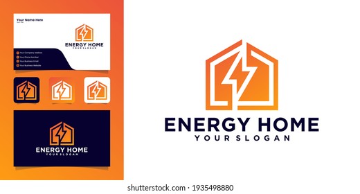 Energy House Logo, Power Electric House Logo Design Template And Business Card