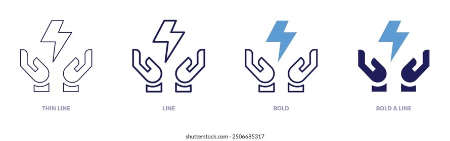 Energy icon in 4 different styles. Thin Line, Line, Bold, and Bold Line. Duotone style. Editable stroke.