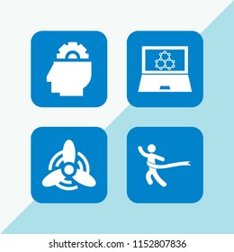 energy icon. 4 energy set with mind, run, windmill and science vector icons for web and mobile app