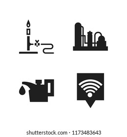 energy icon. 4 energy vector icons set. wifi location, burner and oil refinery icons for web and design about energy theme