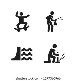 energy icon. 4 energy vector icons set. skateboard, campfire and spray icons for web and design about energy theme