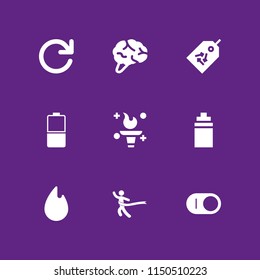 energy icon. 9 energy set with ecology and environment, isotonic, switch and refresh vector icons for web and mobile app