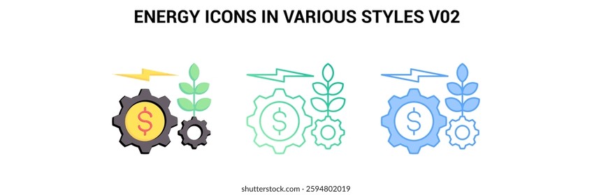 Energy icon Blue, Flat, Gradient style.