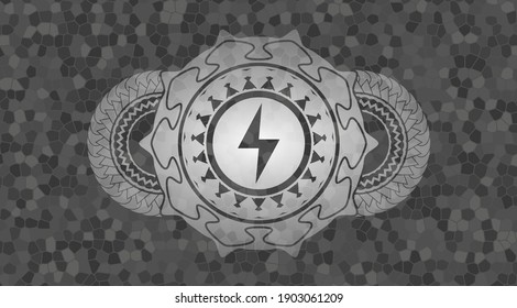 Energy icon inside stone wall badge. Rock fashionable background. Vector illustration. 