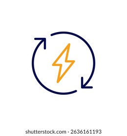 Energy icon. Lightning bolt icon. Renew energy icon. Recycle energy icon.	