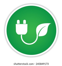 Energy icon on green button background,clean vector