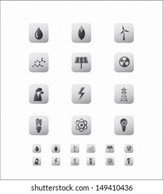 Energy Icon on Square Gray Color Button Collection 