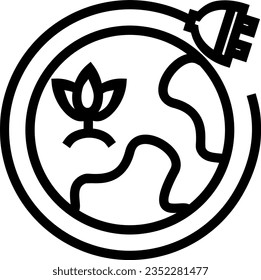 energy, icon, power, ecology, line, eco, renewable, electric, green
