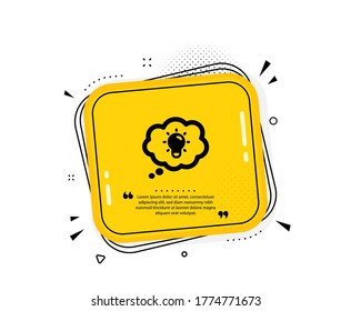 Icono de energía. Burbuja del discurso de citas. Signo de bombilla. Símbolo de energía eléctrica. Marcas de citado. Icono de energía clásico. Vector