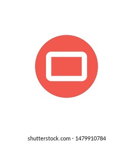 energy icon, red circle and white outline, rectangular, isolated, vector, eps