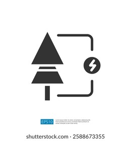 Energy Icon Representing Tree Connected to Electricity Circuit for Eco-Friendly Solutions and Sustainable Energy Practices