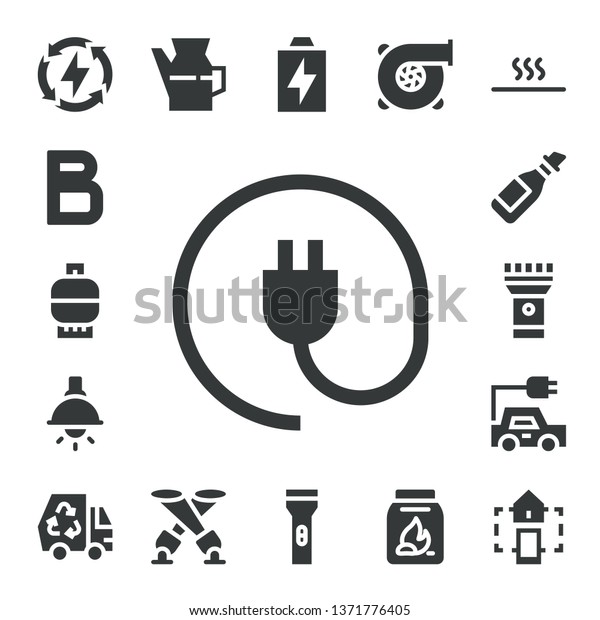 energy icon set.\
17 filled energy icons.  Collection Of - Energy, Bold, Gas, Plug,\
Lamp, Oil, Torch, Electric car, Eco, Spotlight, Battery,\
Flashlight, Turbo, Coal, Hot, Smart\
home