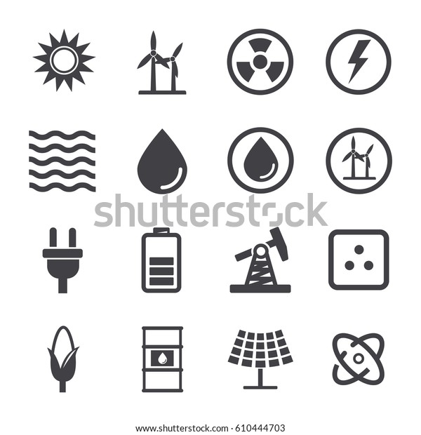 Energy Icon Set Stock Vector (Royalty Free) 610444703 | Shutterstock