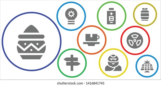 energy icon set. 9 filled energy icons.  Collection Of - Powder, Lightbulb, Battery, Panel, Troglodyte, Cup, Radiation, Gas, Solar panel