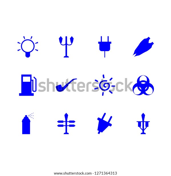 energy icon set about radioactive, light bulb, spray\
and beans vector set