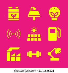 energy icon set. With ecology, lamp and battery  vector icons for graphic design and web