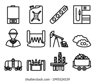 Conjunto de iconos de energía. Diseño de contorno negrita editable. Ilustración vectorial.