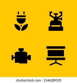 energy icon set. electricity, engine and panel vector icon for graphic design and web