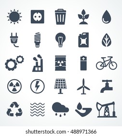 Energy icon set. Flat cartoon power icons. Objects isolated on a white background.