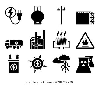 Energy Icon Set. Fully editable vector illustration. Text expanded.