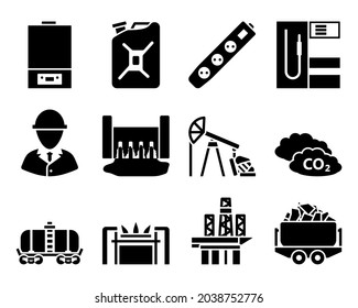 Conjunto de iconos de energía. Ilustración vectorial totalmente editable. Texto expandido.