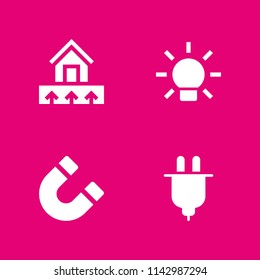 energy icon set. magnet, bulb and plug vector icon for graphic design and web