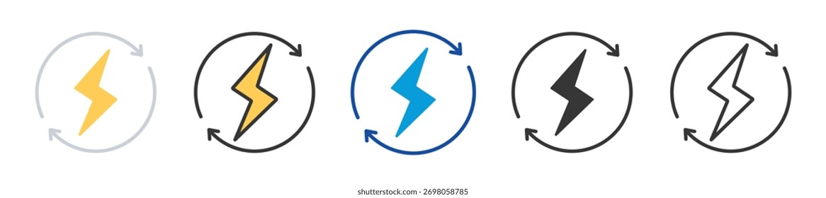 ícone de energia definir coleção multi estilo vários