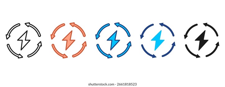 Conjunto de ícones de energia Coleção de estilos múltiplos