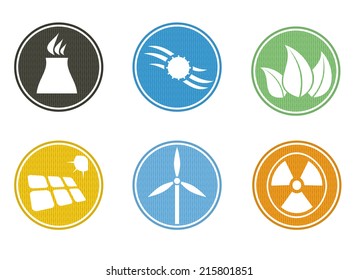 Energy icon set on circle abstract bacgkground