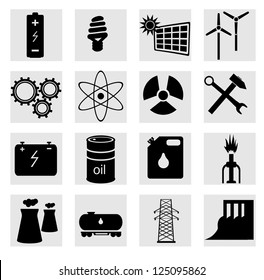  Energy icon set on white. A vector illustration