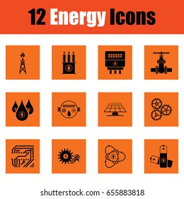 Energy icon set. Orange design. Vector illustration.