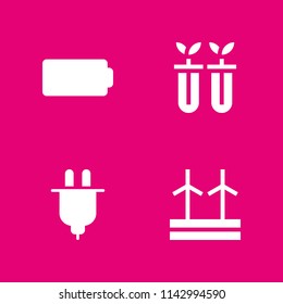 energy icon set. plug, battery and eolic energy vector icon for graphic design and web