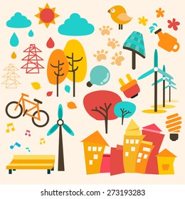 Energy Icon Set : Save Energy : Vector Illustration