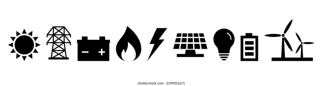 Energy icon set simple design