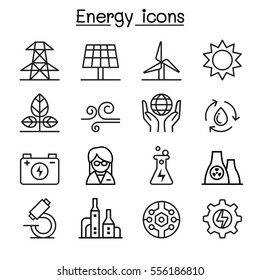 Energy icon set in thin line style