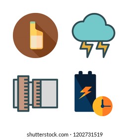 energy icon set. vector set about oils, thunder, battery and lens icons set.