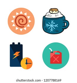 energy icon set. vector set about sun, oil, battery and chocolate icons set.