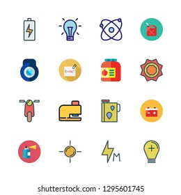 energy icon set. vector set about flash, conserve, atomic and battery icons set.
