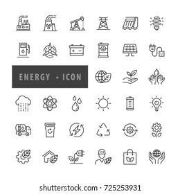 Energy icon set Vector Illustration, Eco green icons, icons modern design style