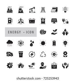 Energy icon set Vector Illustration, Eco green icons, icons modern design style