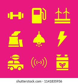 energy icon set. With wireless, gas station and nuclear plant  vector icons for graphic design and web