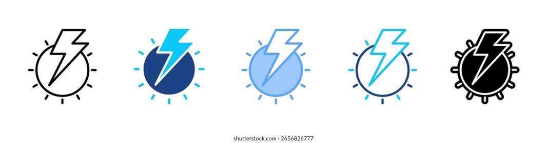 Coleção de vários estilos da folha de ícone de energia