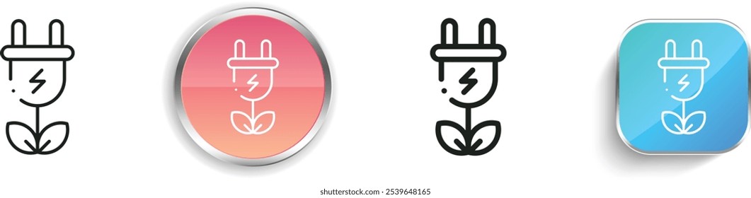 icono de energía. Diseño de estilo lineal delgado, regular y de Botón aislado sobre fondo blanco
