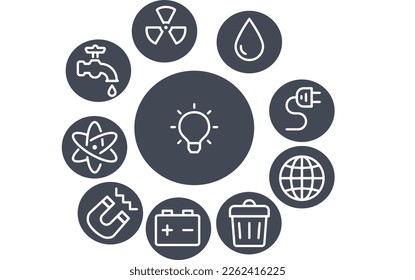 Potencia de diseño vectorial de iconos de energía