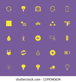 energy icon. energy vector icons set empty battery, fluorescent bulb, attention sign bulb and bulb leaf