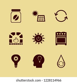 energy icon. energy vector icons set coffee jar, recycle sign, idea and hydraulic energy