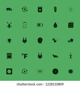 energy icon. energy vector icons set tablet capsule, canister, recycle gear and oil barrel
