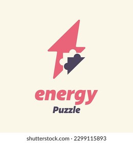 Energy icon vector illustration with puzzle piece on the side.