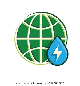 energy icon. water energy. hydroelectric power. Collection of renewable energy, ecology and green electricity icons. colored flat design style. vector design